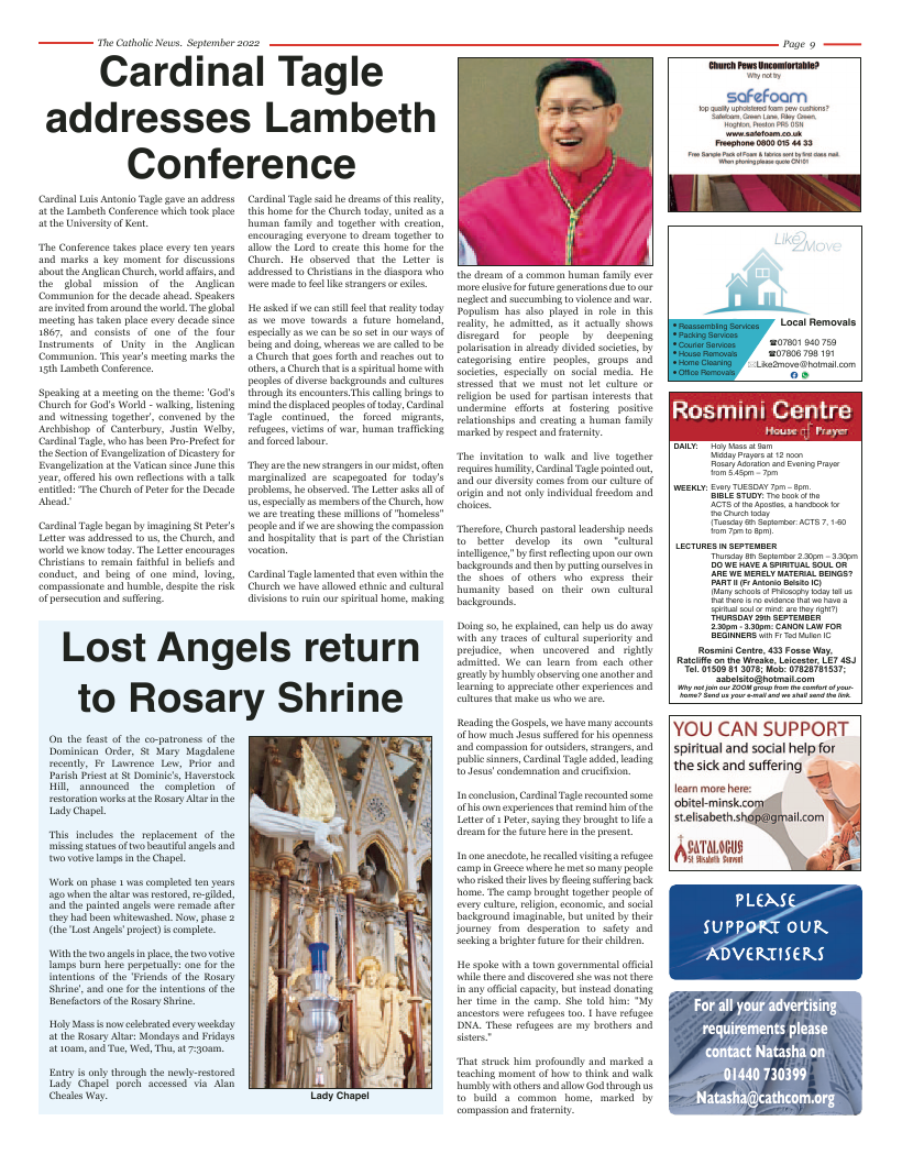 Sept 2022 edition of the Nottingham Catholic News