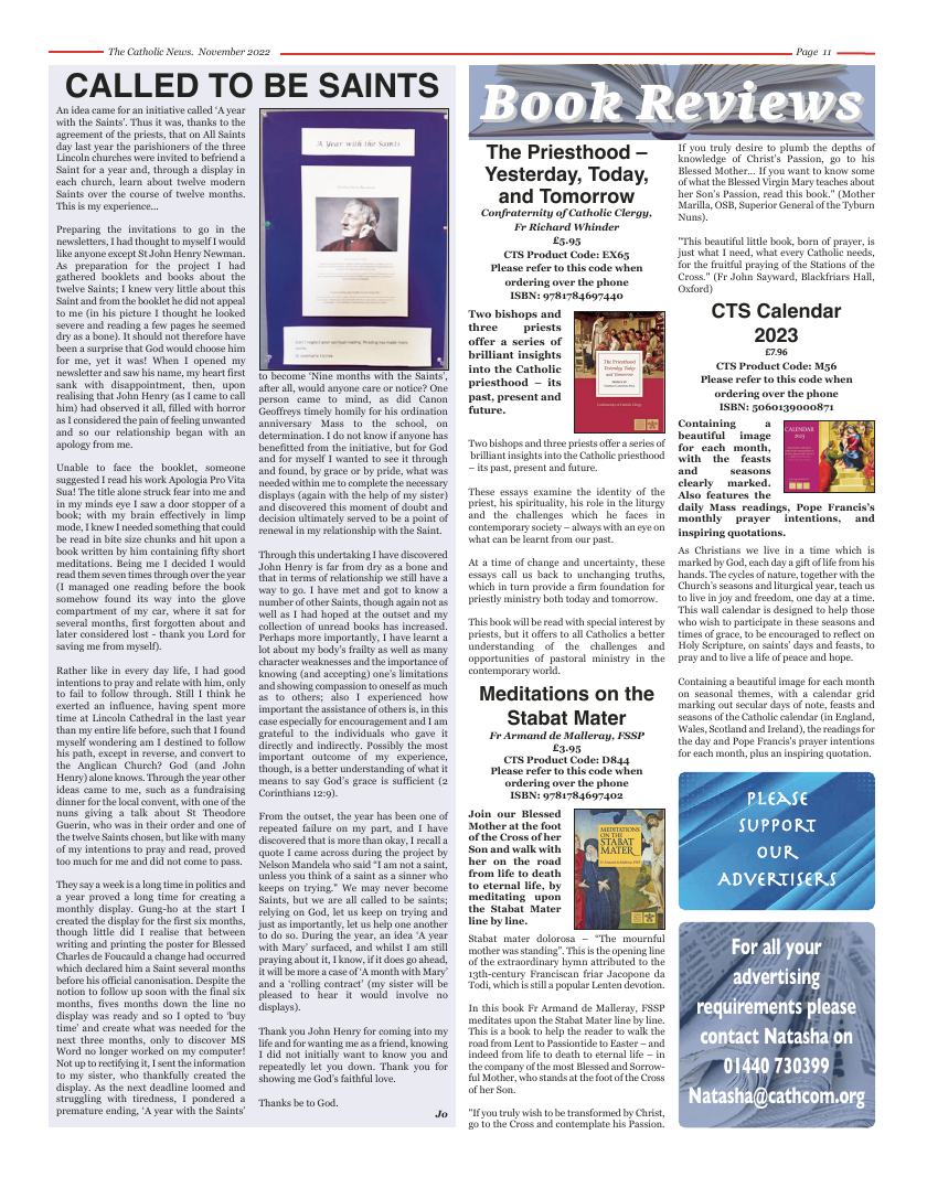 Nov 2022 edition of the Nottingham Catholic News