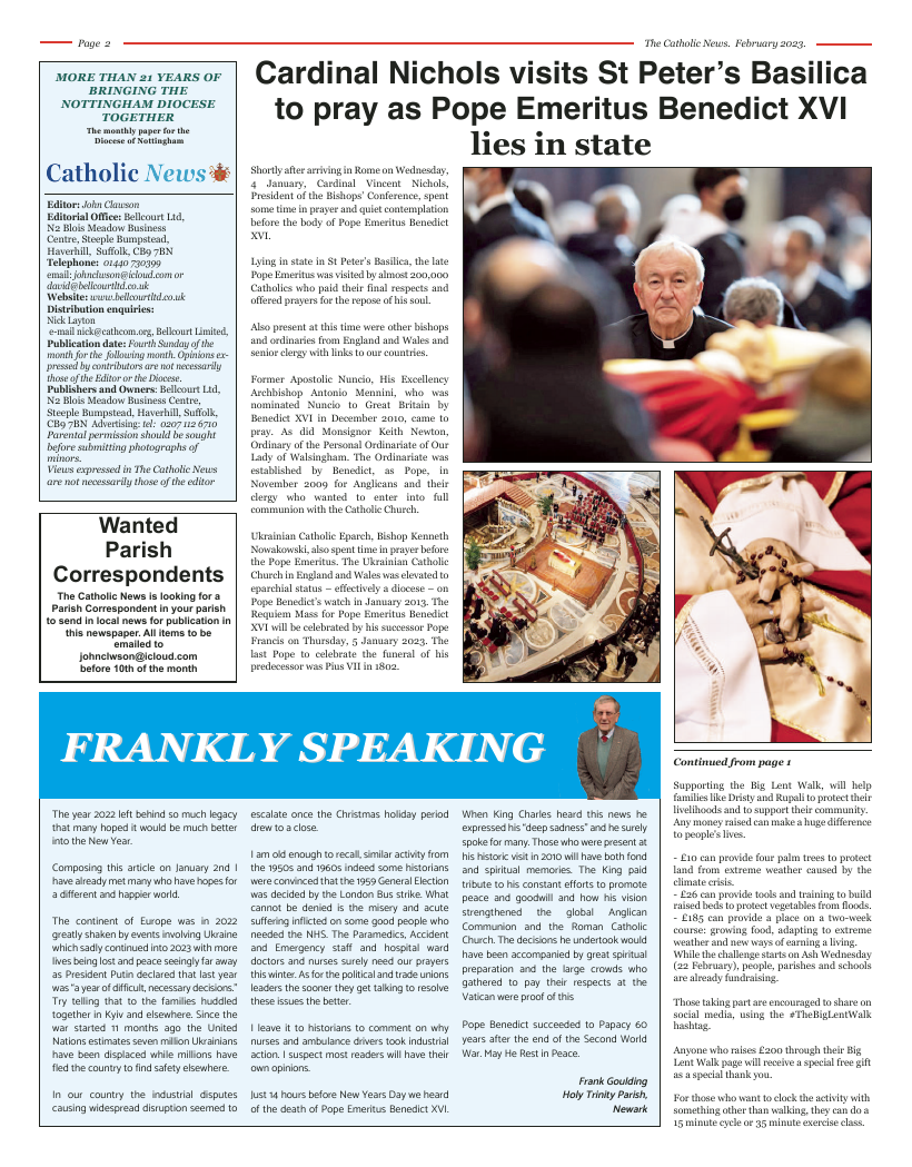 Feb 2023 edition of the Nottingham Catholic News