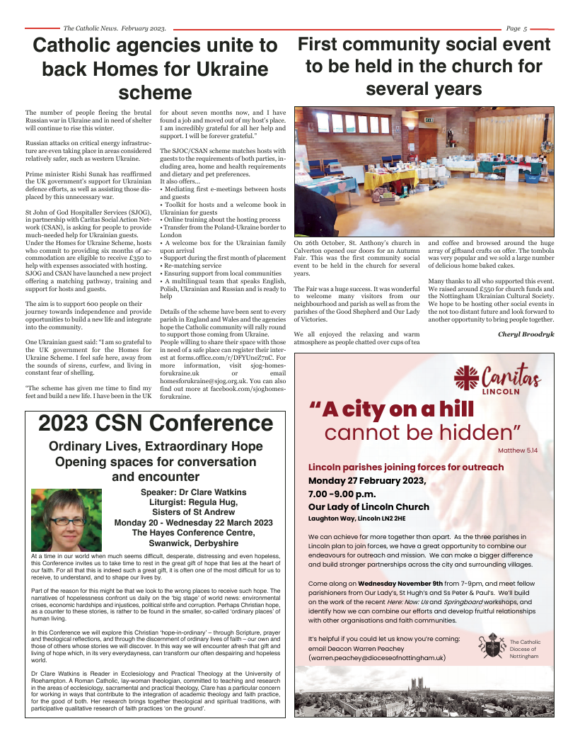 Feb 2023 edition of the Nottingham Catholic News