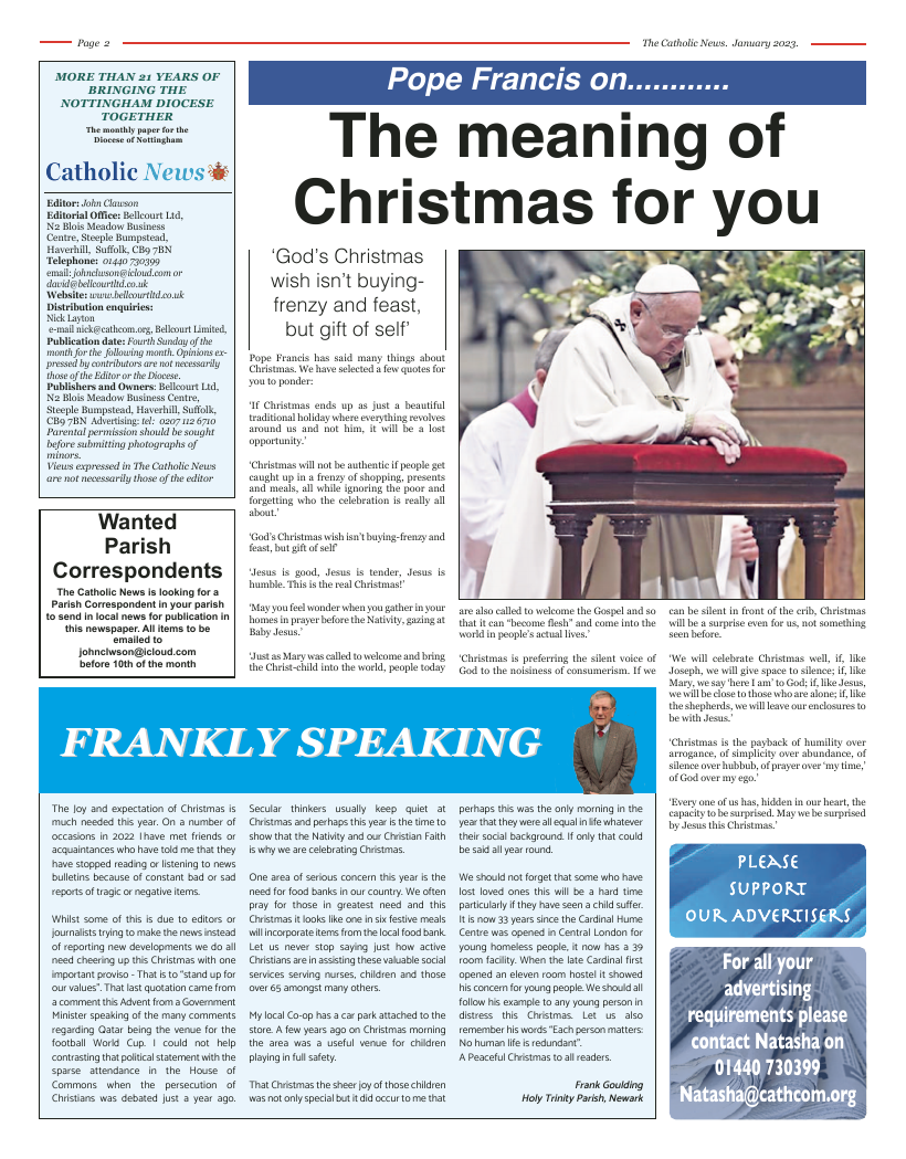 Jan 2023 edition of the Nottingham Catholic News