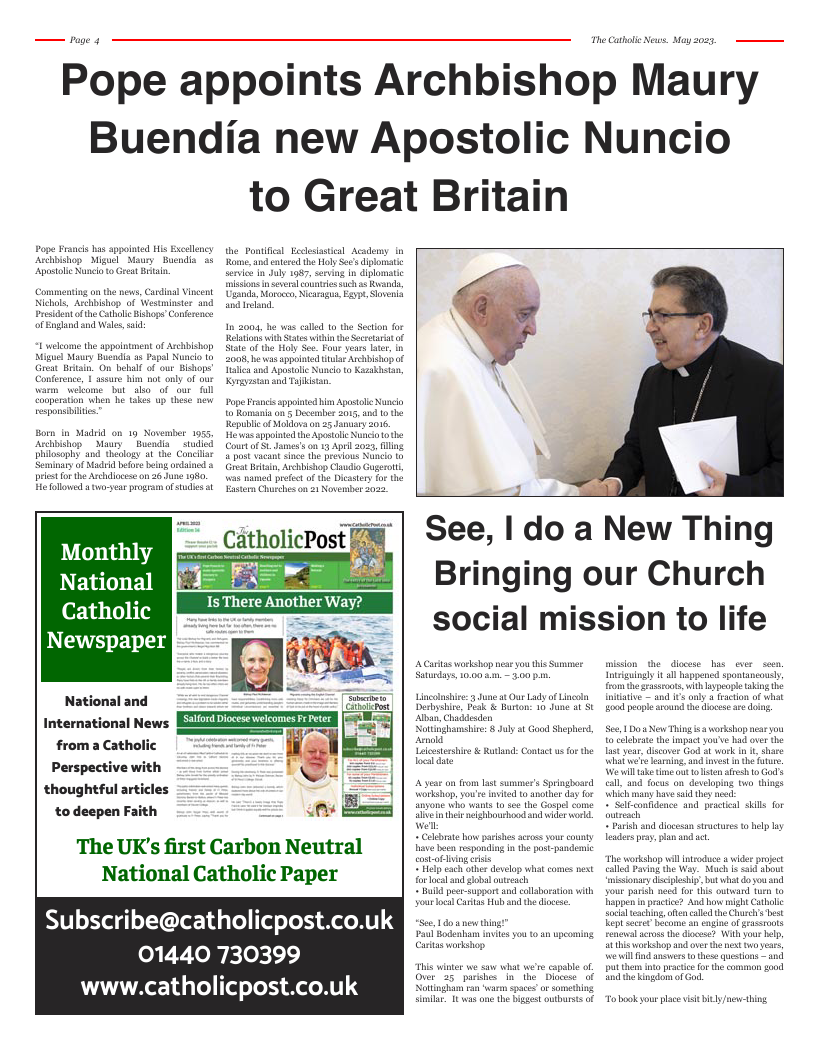 May 2023 edition of the Nottingham Catholic News