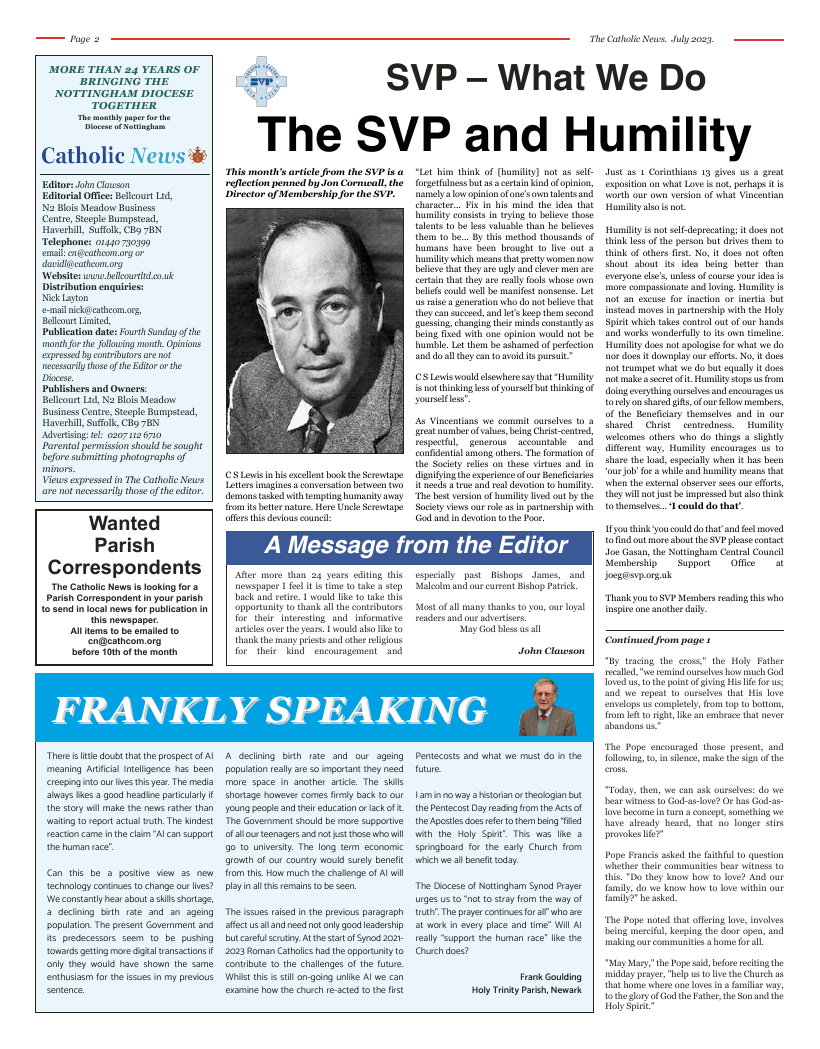 Jul 2023 edition of the Nottingham Catholic News