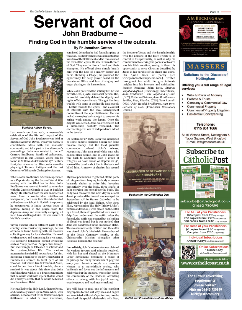 Jul 2023 edition of the Nottingham Catholic News