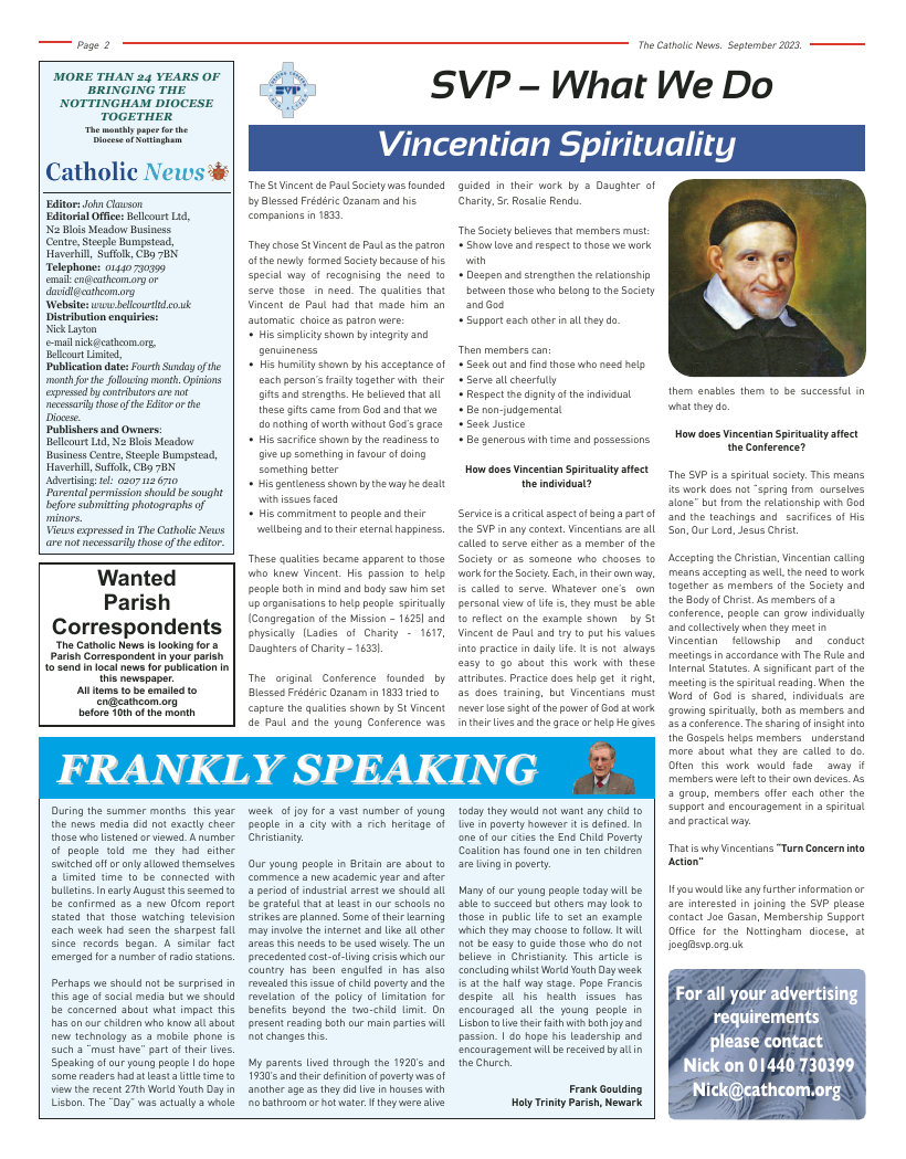 Sept 2023 edition of the Nottingham Catholic News