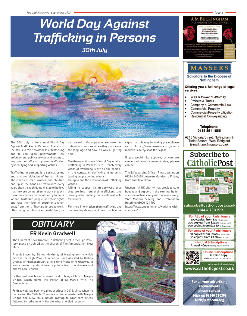 Sept 2023 edition of the Nottingham Catholic News