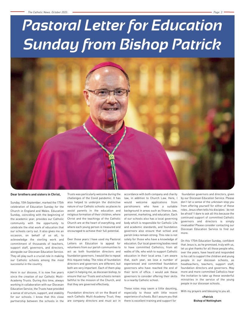 Oct 2023 edition of the Nottingham Catholic News