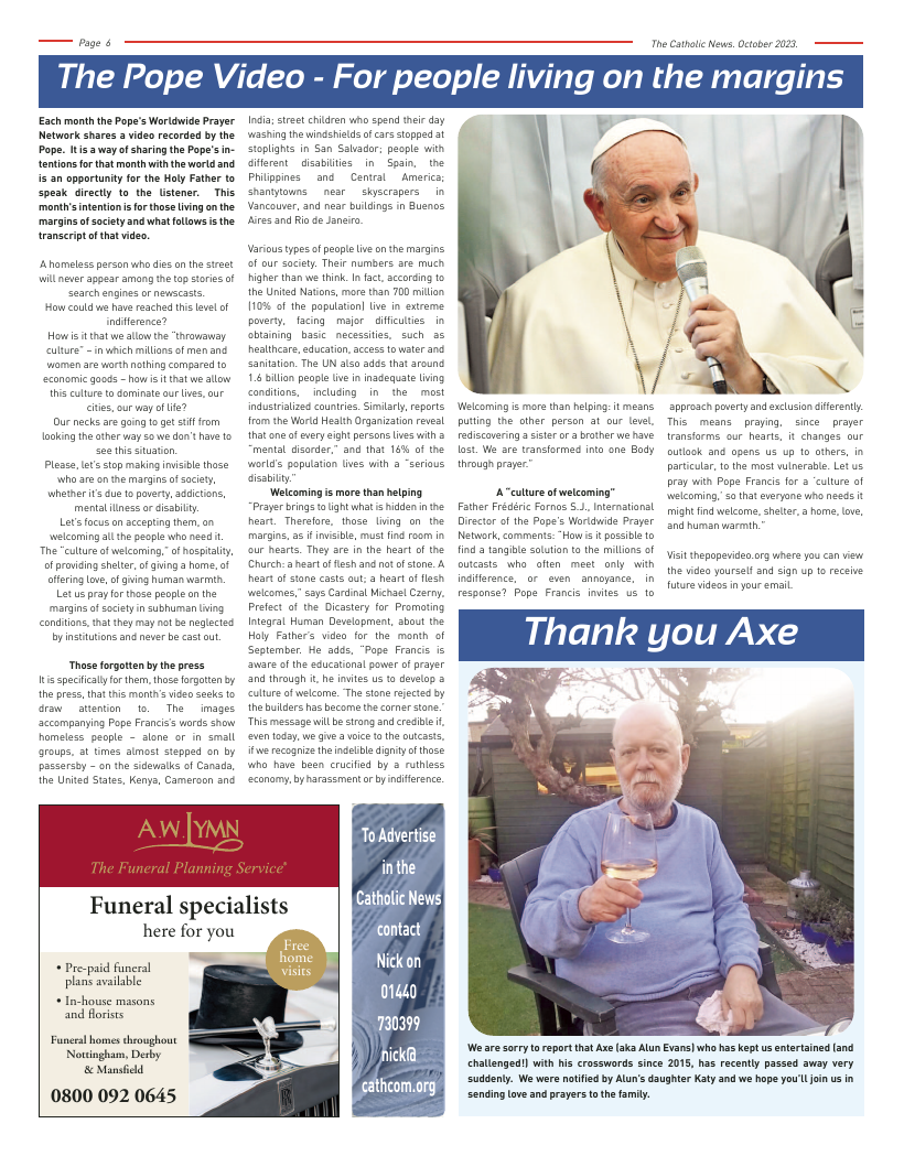 Oct 2023 edition of the Nottingham Catholic News