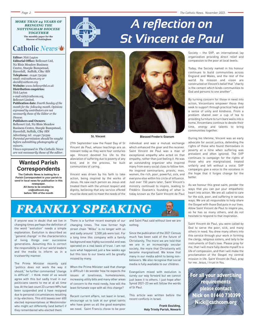 Nov 2023 edition of the Nottingham Catholic News