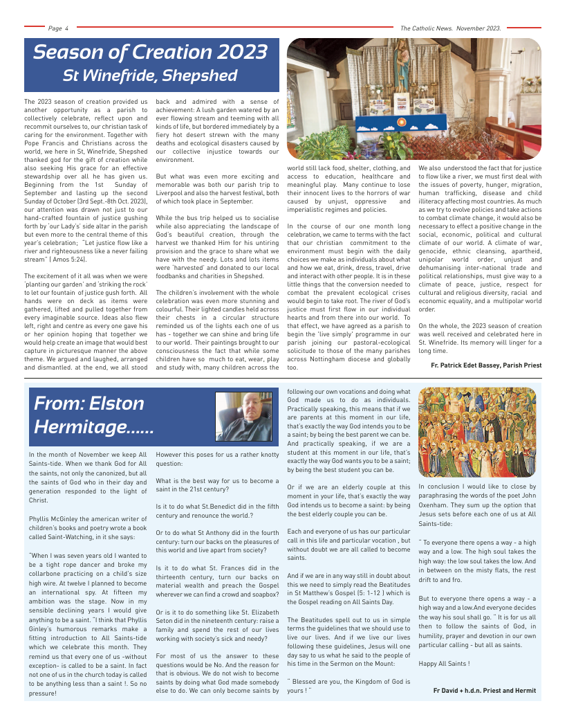 Nov 2023 edition of the Nottingham Catholic News