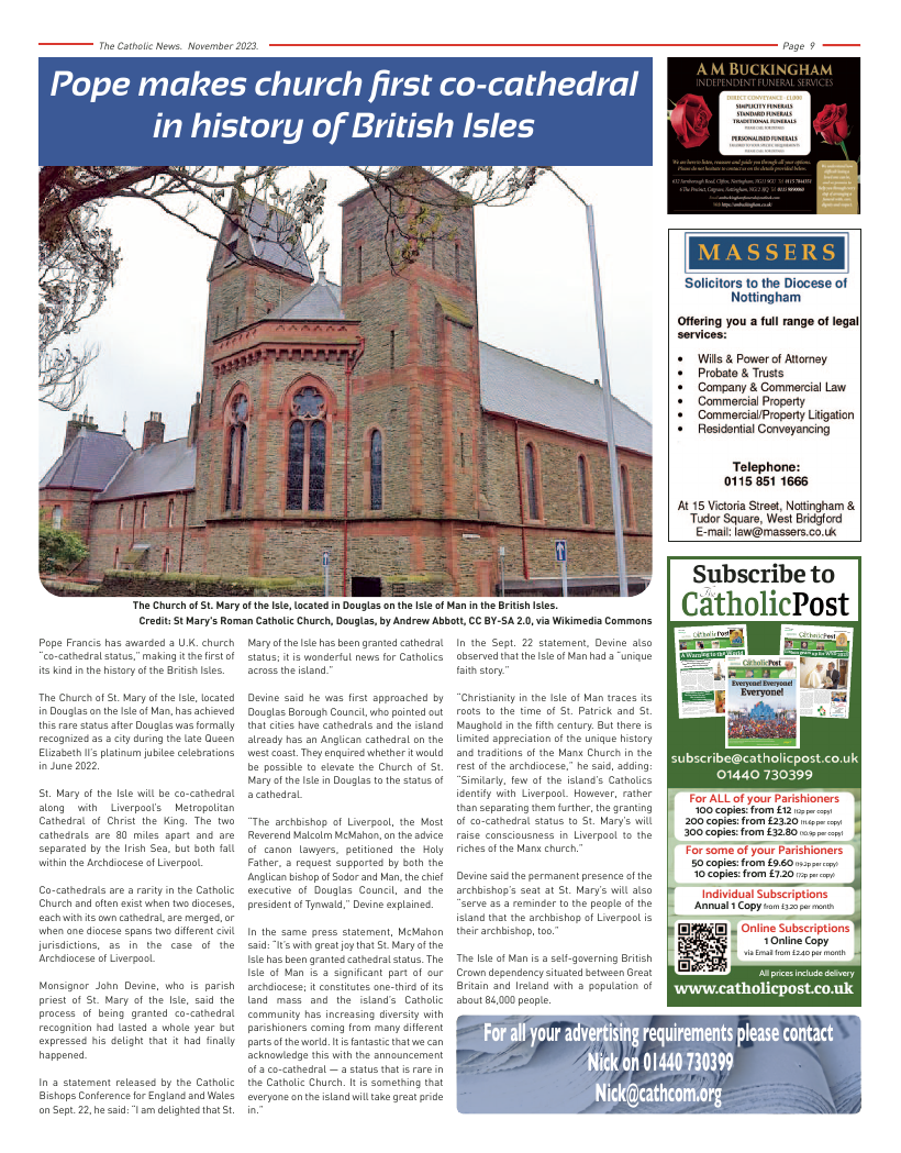 Nov 2023 edition of the Nottingham Catholic News