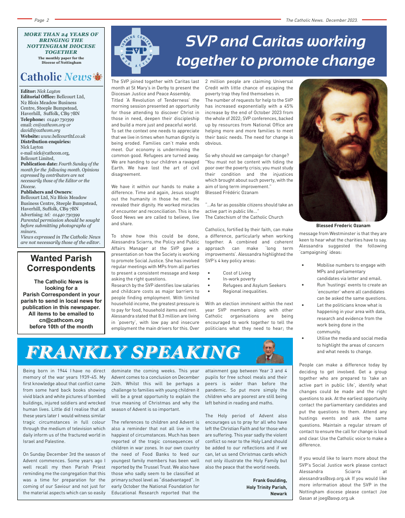 Dec 2023 edition of the Nottingham Catholic News