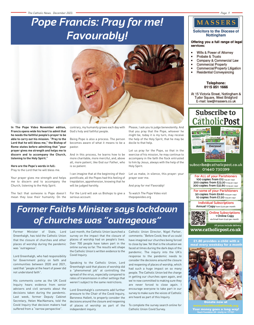 Dec 2023 edition of the Nottingham Catholic News