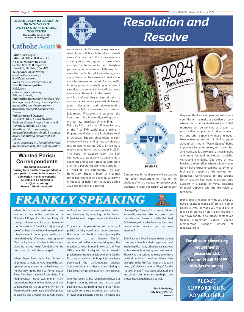 Feb 2024 edition of the Nottingham Catholic News