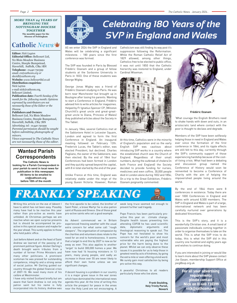 Jan 2024 edition of the Nottingham Catholic News