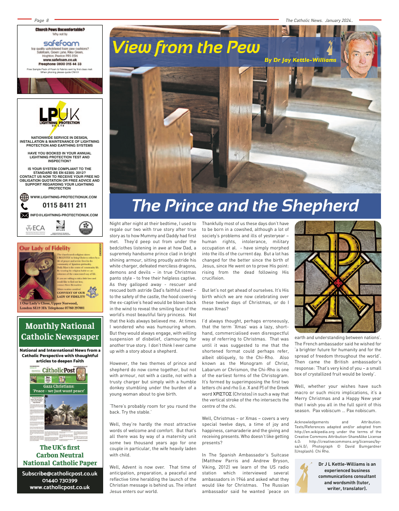 Jan 2024 edition of the Nottingham Catholic News