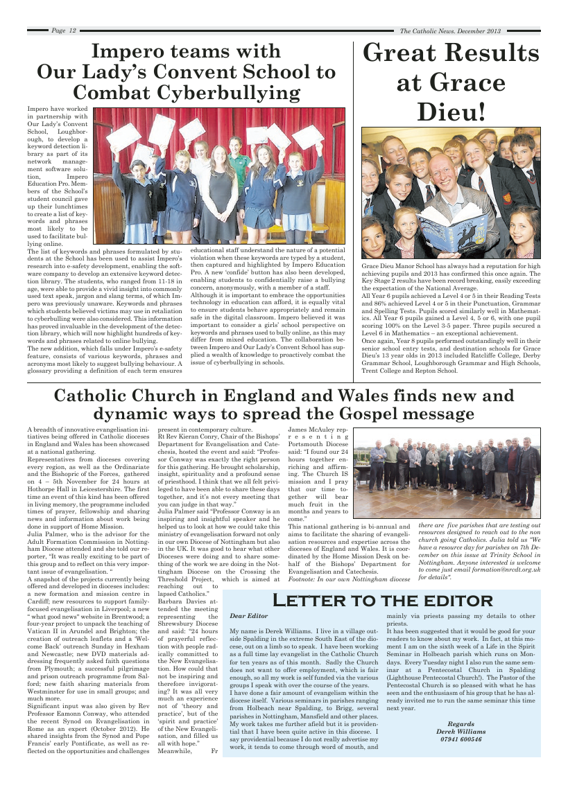 Dec 2013 edition of the Nottingham Catholic News