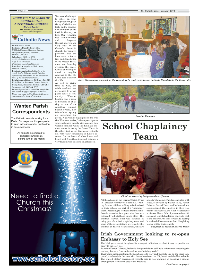 Jan 2014 edition of the Nottingham Catholic News