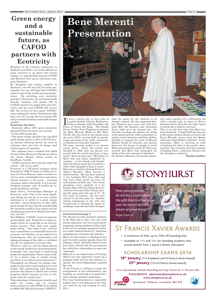 Jan 2014 edition of the Nottingham Catholic News