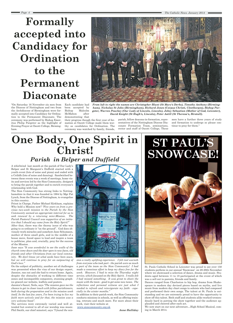 Jan 2014 edition of the Nottingham Catholic News