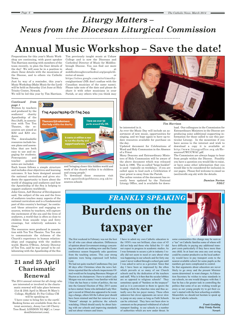 Mar 2014 edition of the Nottingham Catholic News