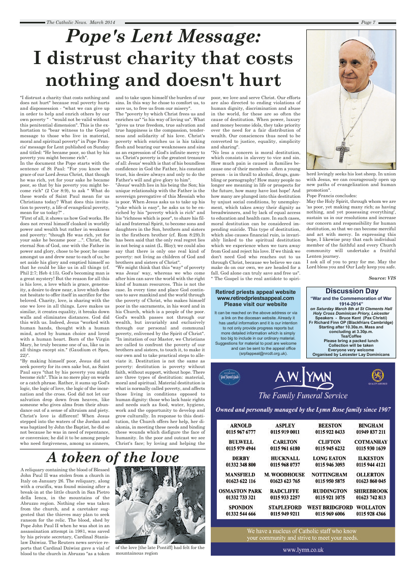 Mar 2014 edition of the Nottingham Catholic News