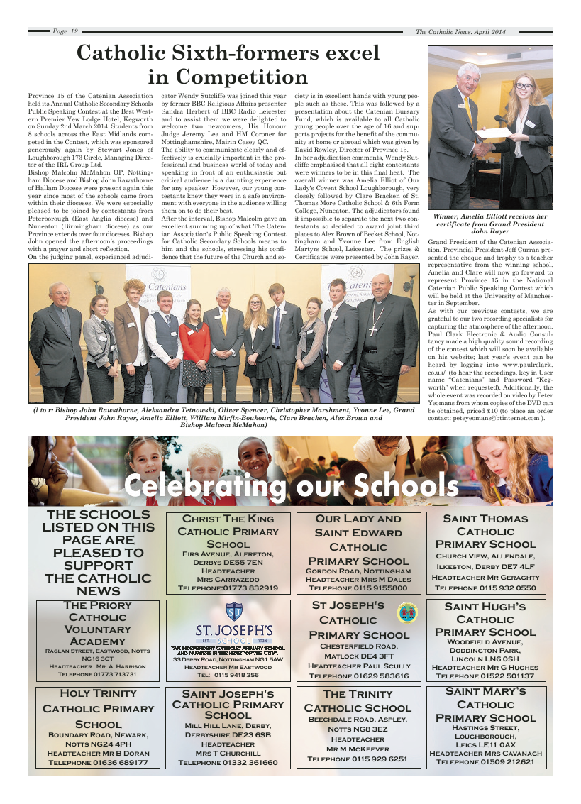 Apr 2014 edition of the Nottingham Catholic News