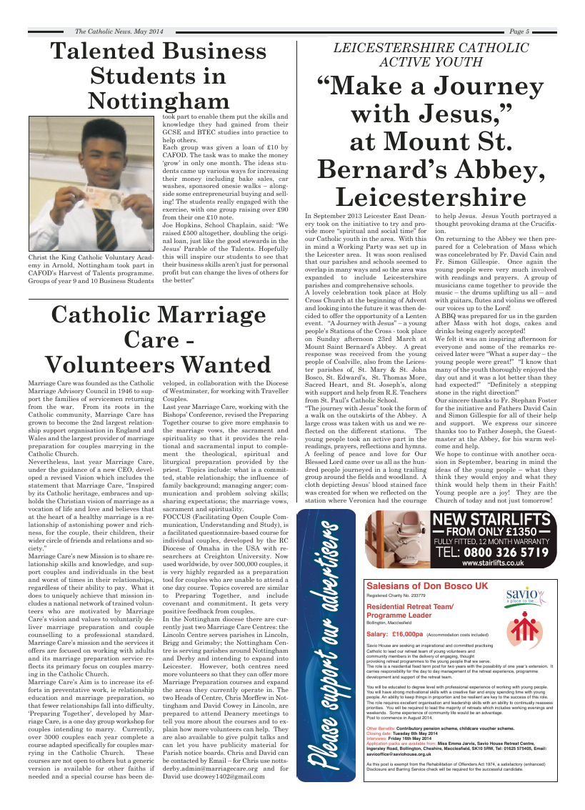 May 2014 edition of the Nottingham Catholic News