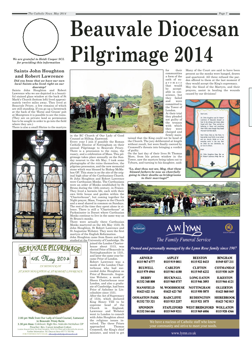 May 2014 edition of the Nottingham Catholic News