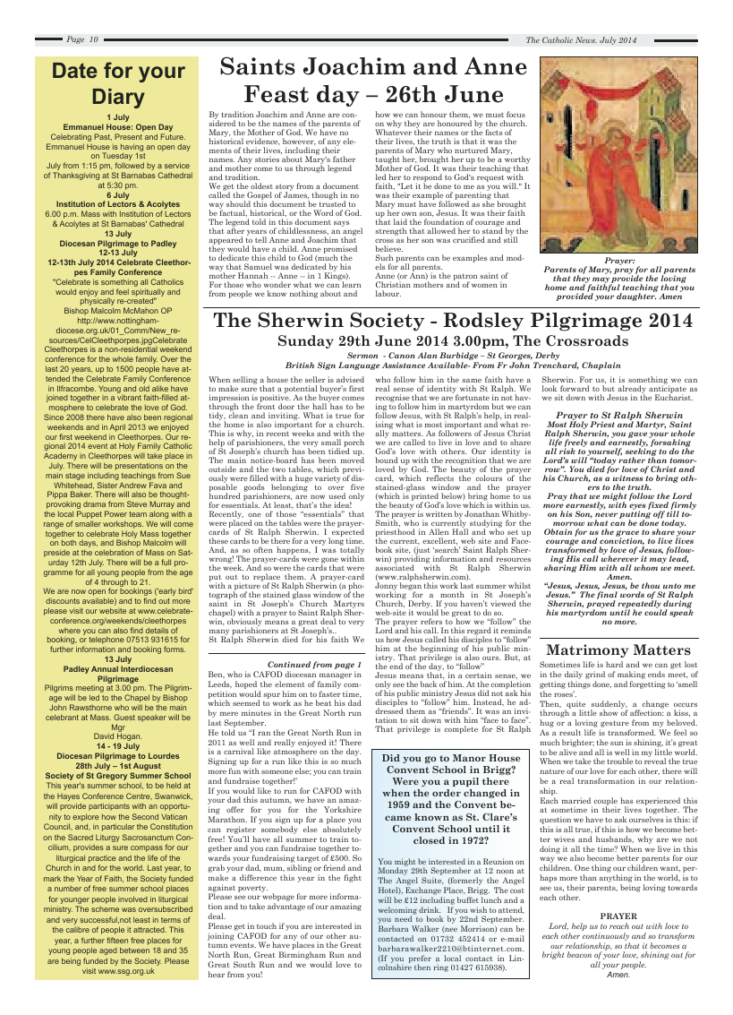 Jul 2014 edition of the Nottingham Catholic News