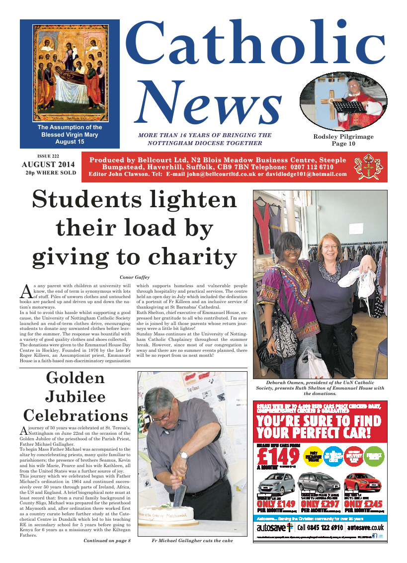 Aug 2014 edition of the Nottingham Catholic News