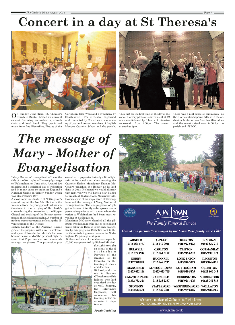 Aug 2014 edition of the Nottingham Catholic News