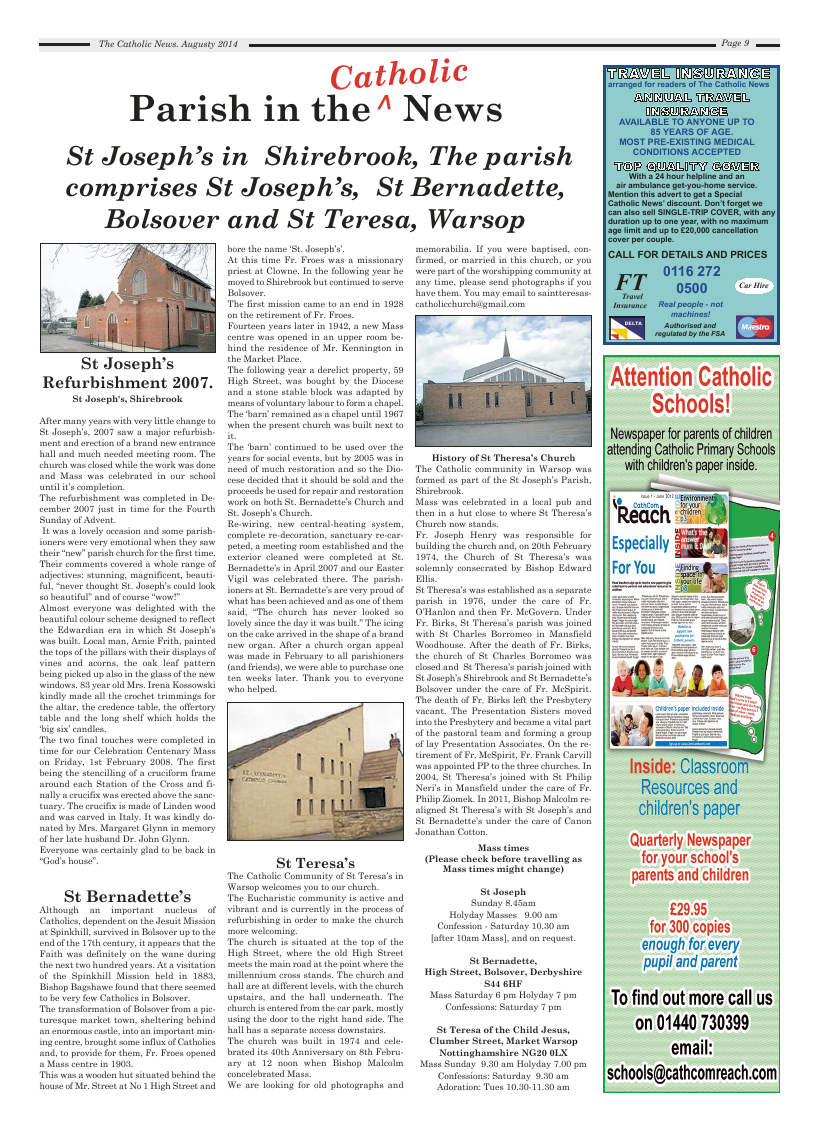 Aug 2014 edition of the Nottingham Catholic News