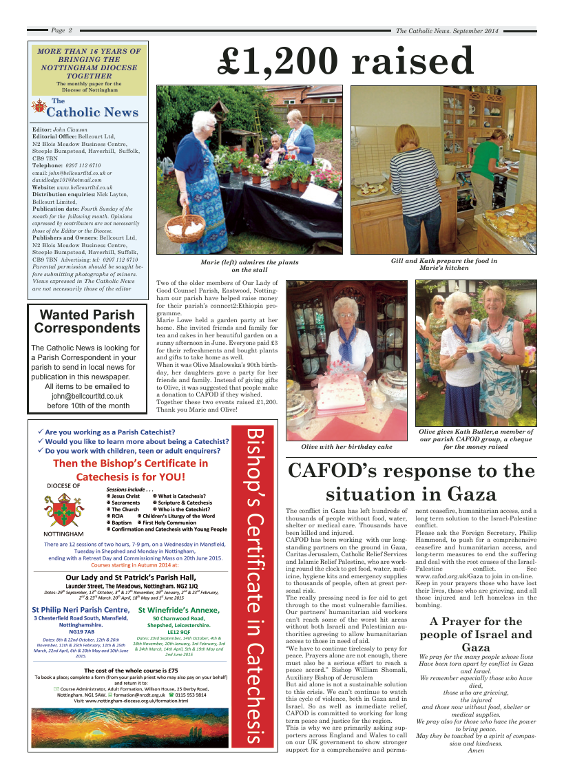 Sept 2014 edition of the Nottingham Catholic News