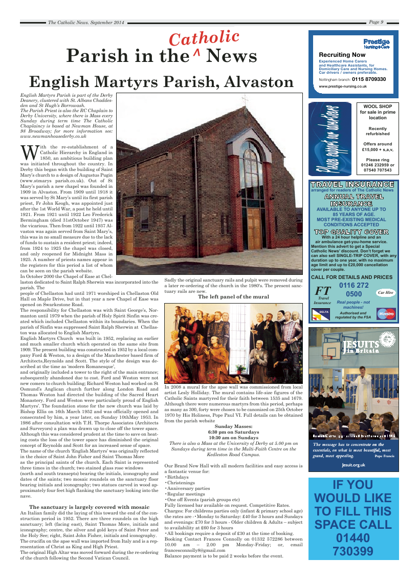 Sept 2014 edition of the Nottingham Catholic News