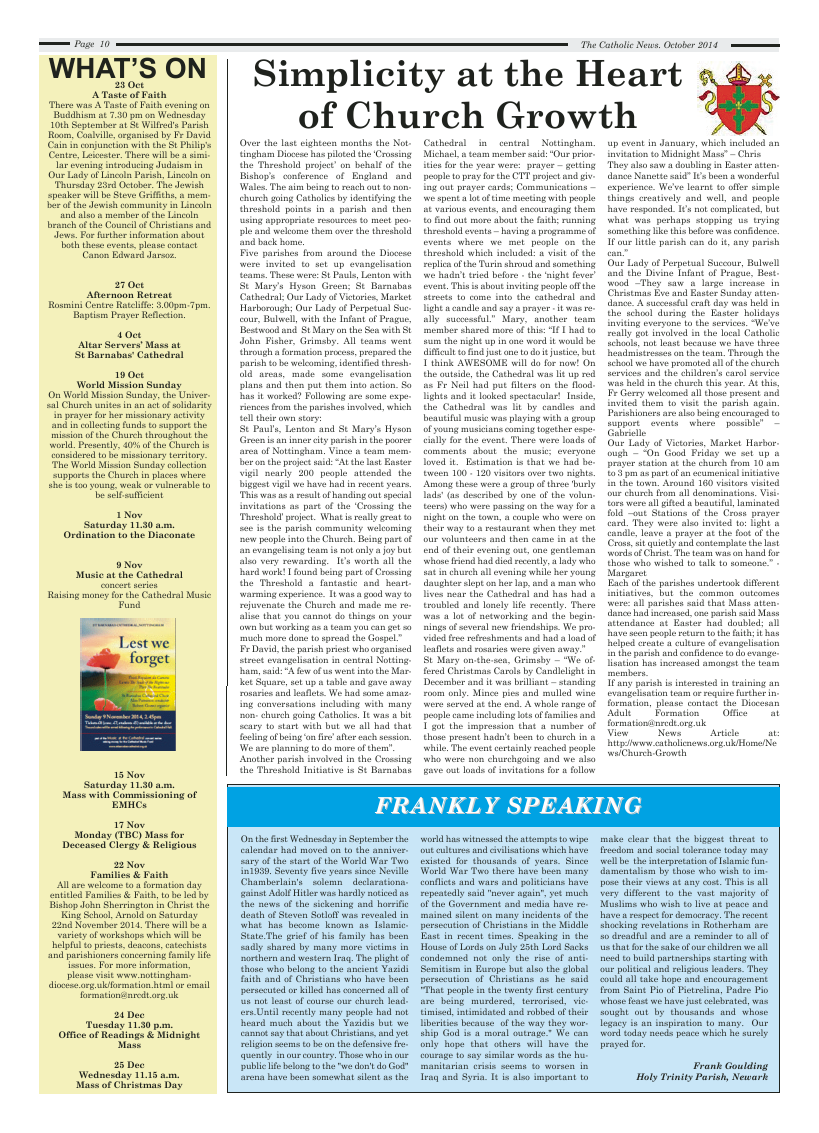 Oct 2014 edition of the Nottingham Catholic News