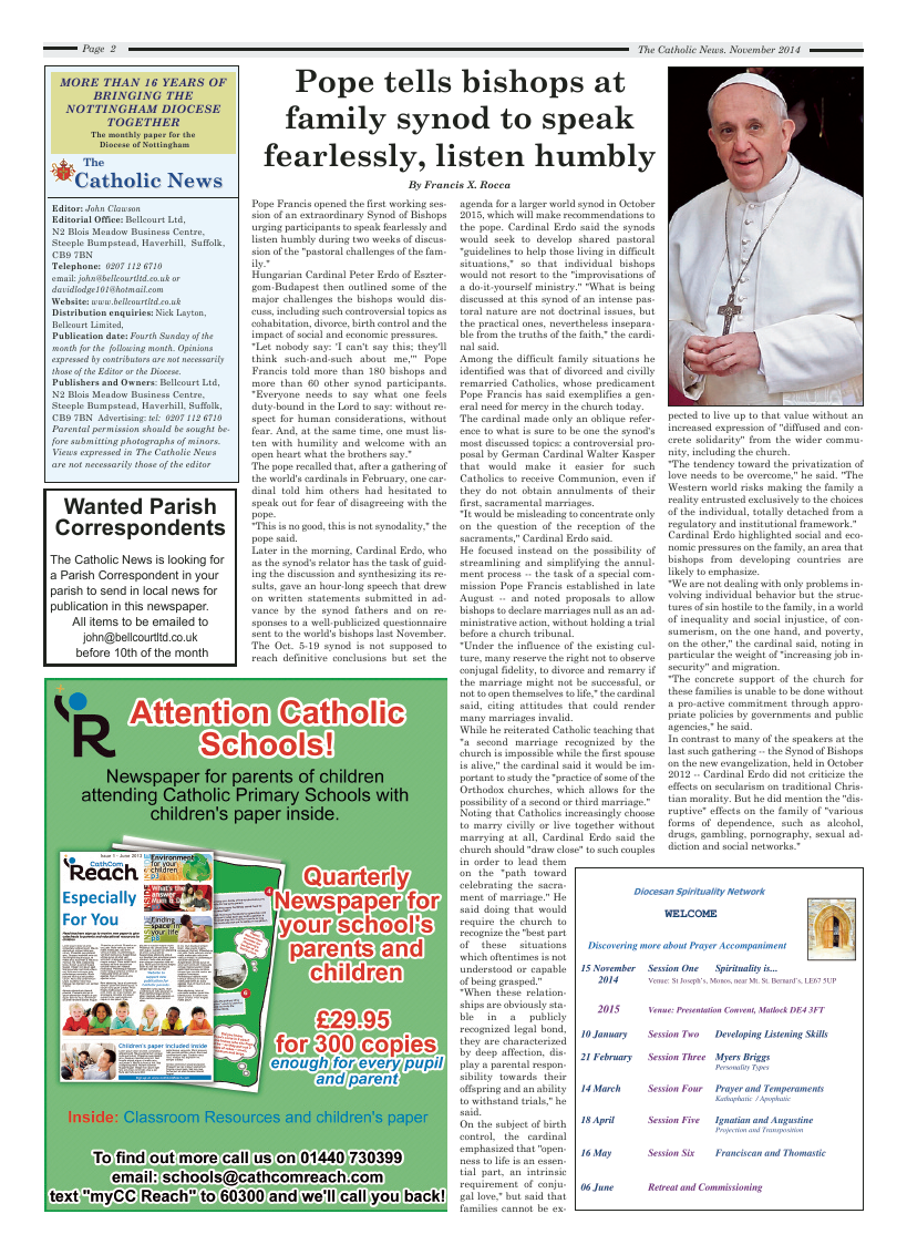 Nov 2014 edition of the Nottingham Catholic News