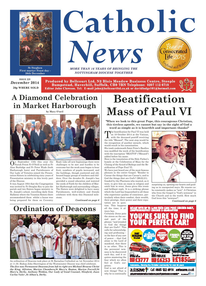 Dec 2014 edition of the Nottingham Catholic News