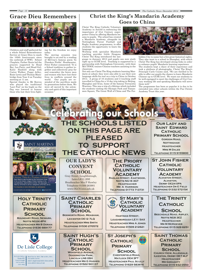 Dec 2014 edition of the Nottingham Catholic News