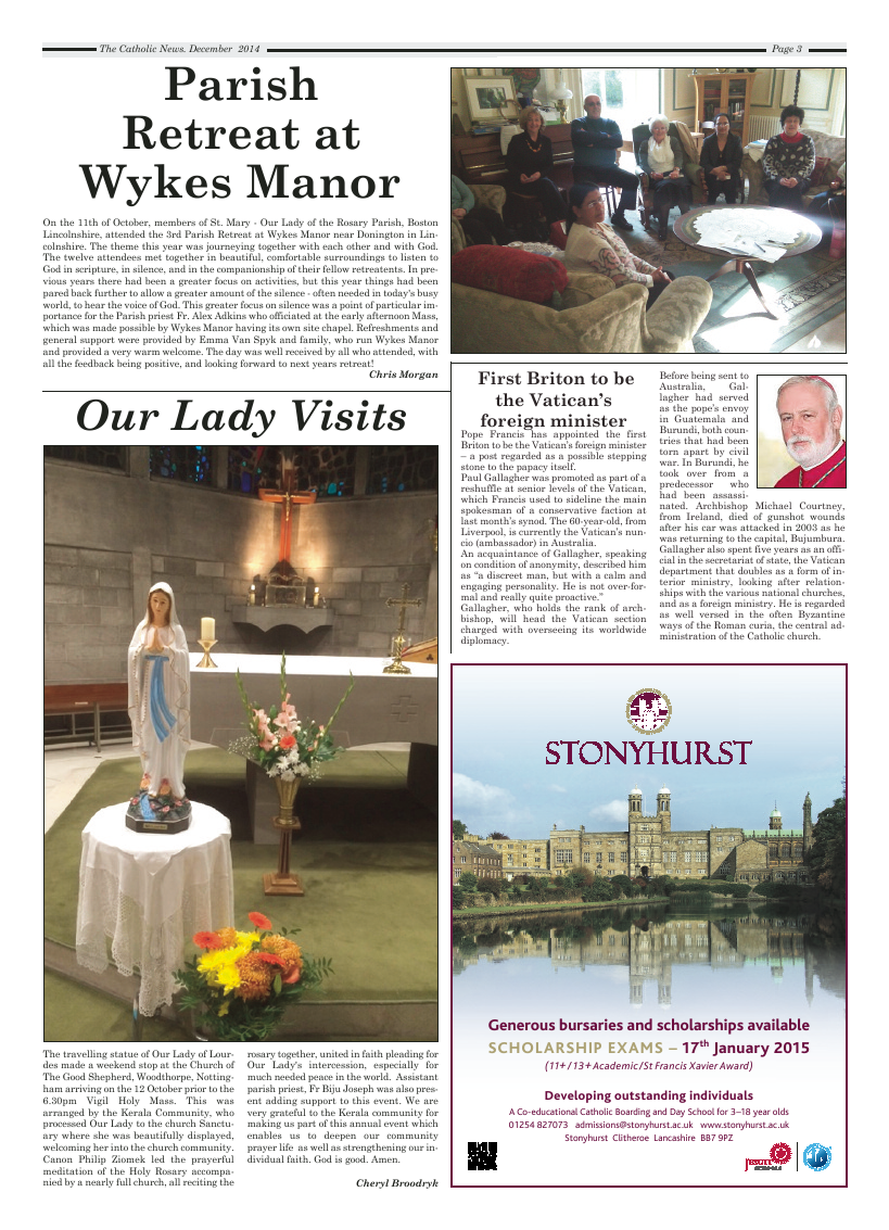 Dec 2014 edition of the Nottingham Catholic News