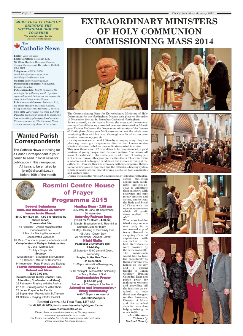 Jan 2015 edition of the Nottingham Catholic News