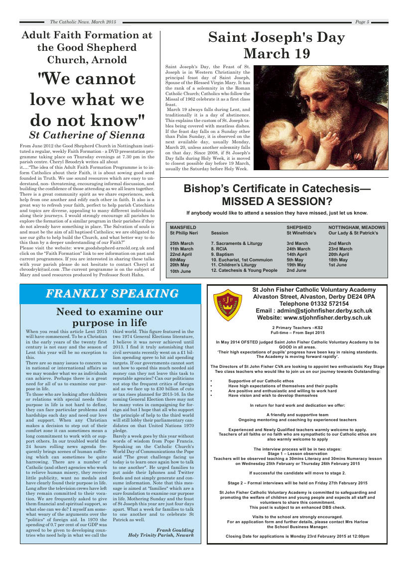 Mar 2015 edition of the Nottingham Catholic News