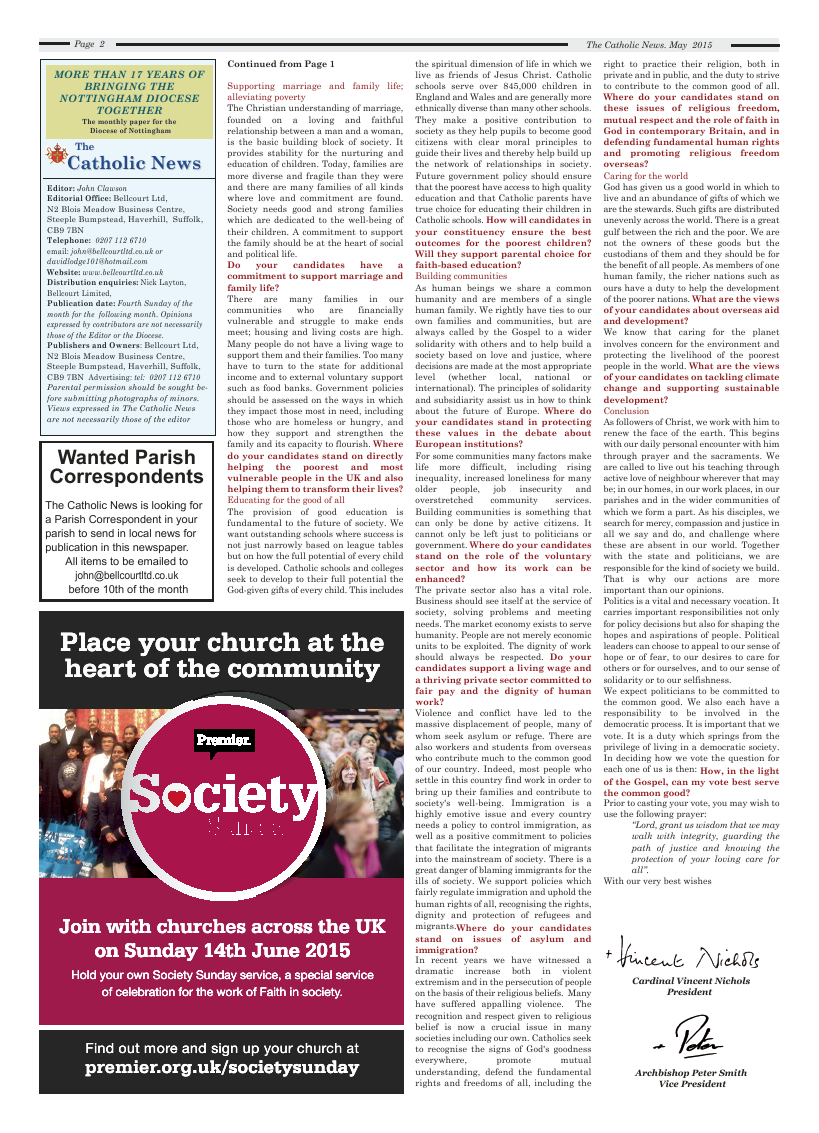 May 2015 edition of the Nottingham Catholic News