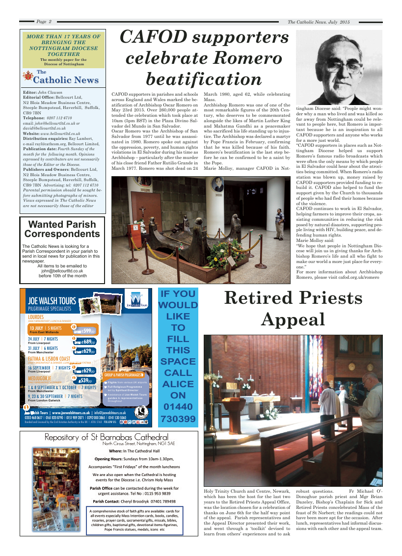 Jul 2015 edition of the Nottingham Catholic News