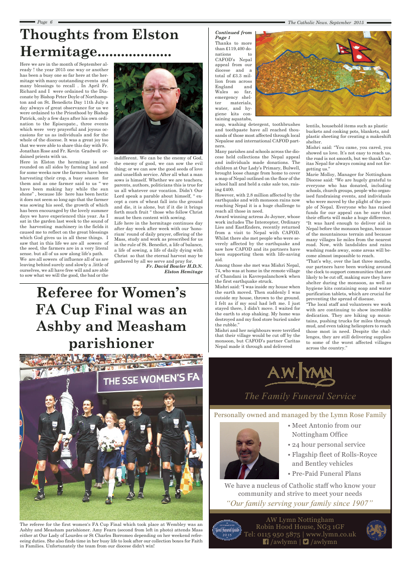 Sept 2015 edition of the Nottingham Catholic News