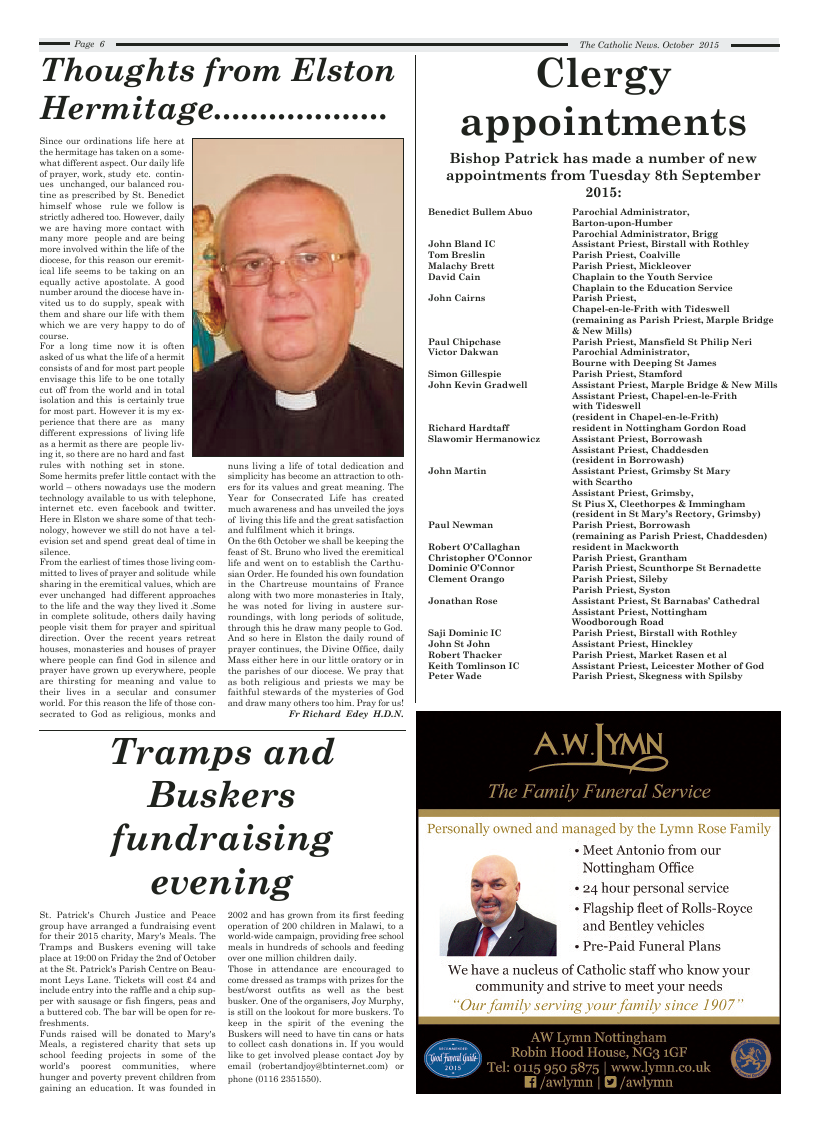Oct 2015 edition of the Nottingham Catholic News