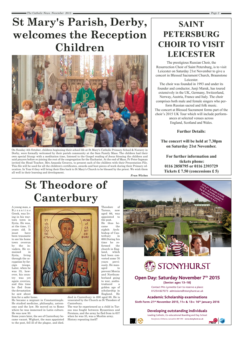 Nov 2015 edition of the Nottingham Catholic News