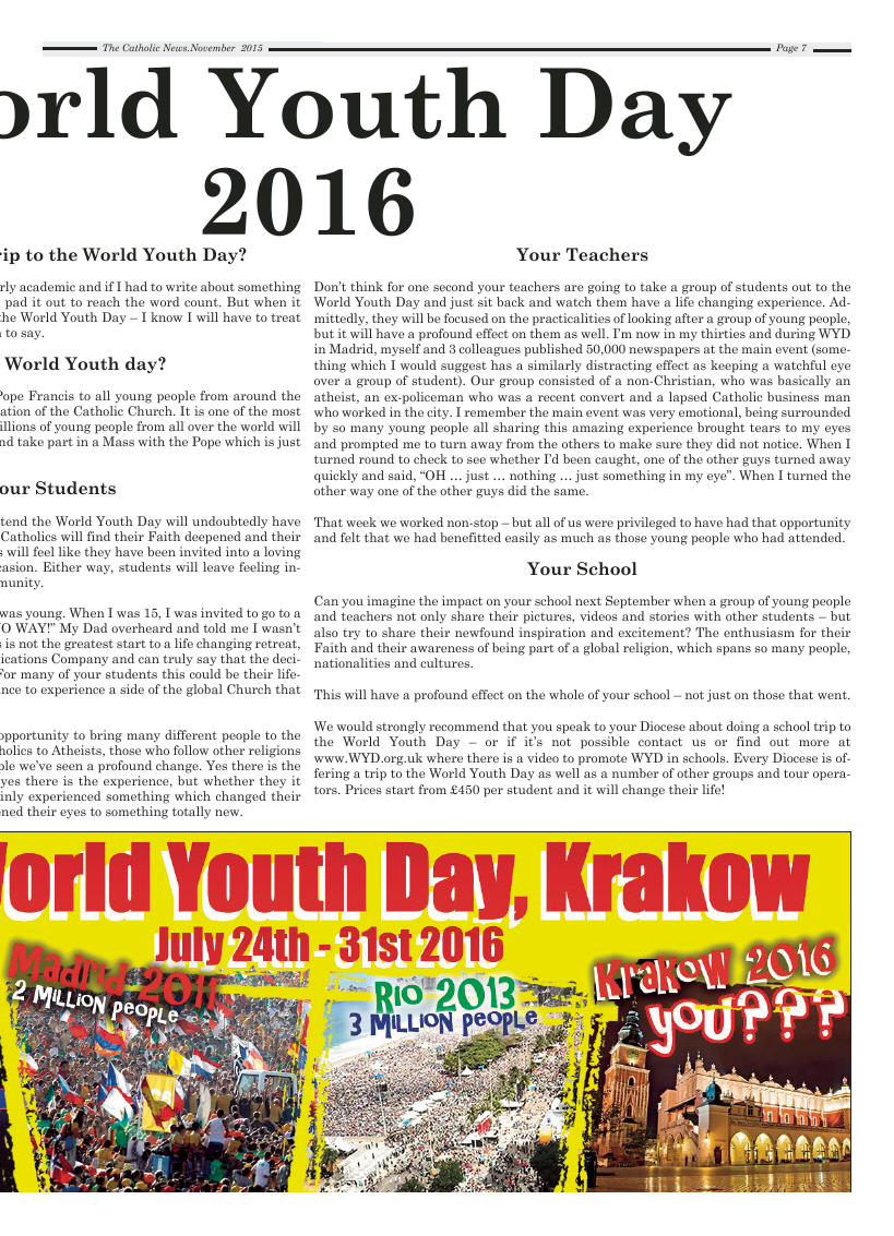 Nov 2015 edition of the Nottingham Catholic News