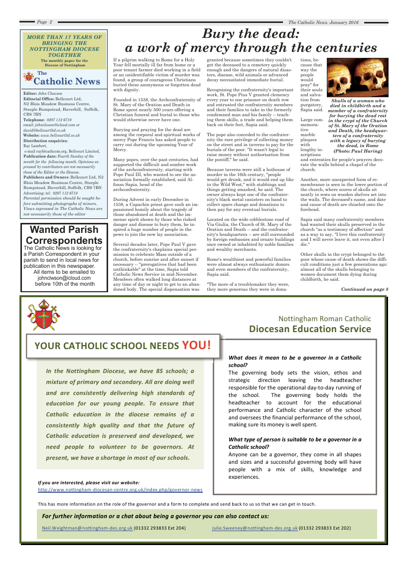 Jan 2016 edition of the Nottingham Catholic News