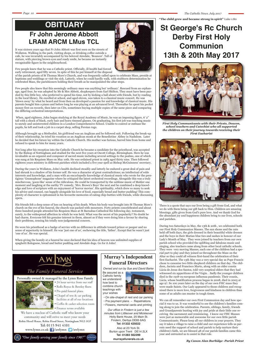 Jul 2017 edition of the Nottingham Catholic News - Page 